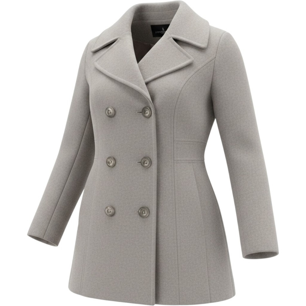 London Fog Womens Grey Wool Blend Double Breasted Peacoat Jacket Size S Small